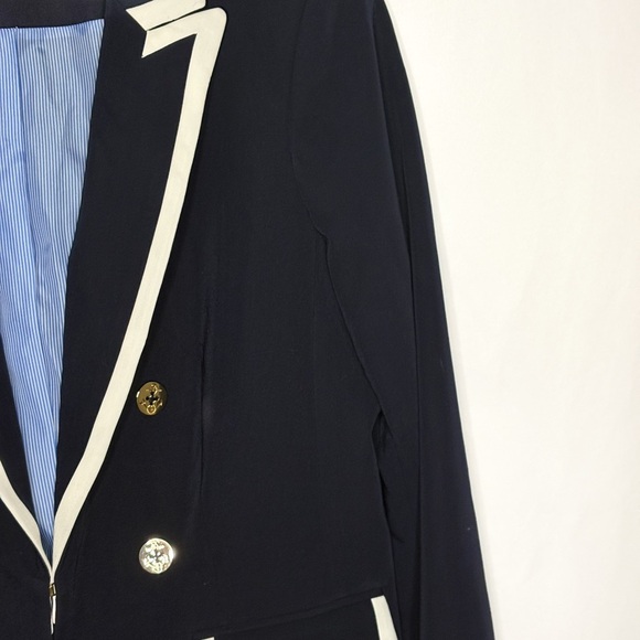 Tommy Hilfiger Dark Blue Blazer with White Accents Size 14 - Picture 6 of 11